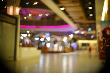 image blur light of love shopping, interior in business mall center