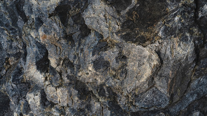 The relief texture of a large dark stone