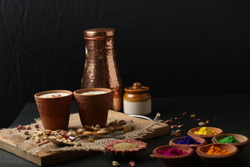 Thandai is a indian traditional cold beverage well known indian Holi snack. (Holi Concept)