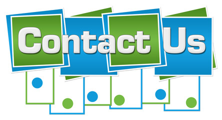 Contact Us Blue Green Squares Stripes Dots Bottom 