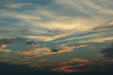 sunlight through cloud on dramatic sunset sky