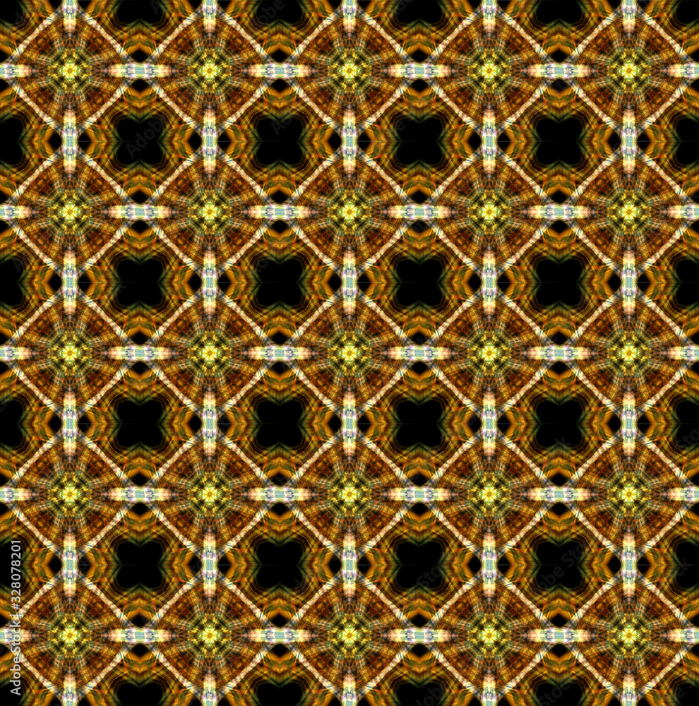 Poster pattern mandala kaleidoscope abstract geometric colorful seamless background . cross repeated square