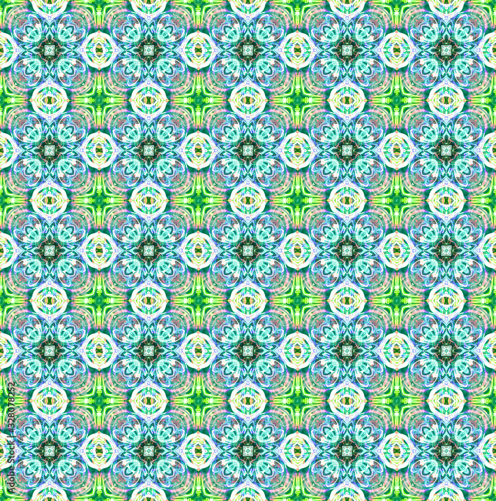 Poster pattern mandala kaleidoscope abstract geometric colorful seamless background . cross repeated square
