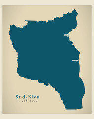 Modern Map - Sud-Kivu province map of DR Congo