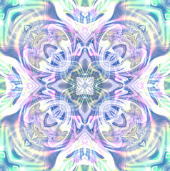 Mandala cross kaleidoscope abstract geometric colorful seamless pattern background . Unique kaleidoscope design repeated squares and blocks background.