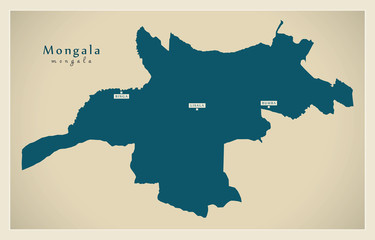 Modern Map - Mongala province map of DR Congo