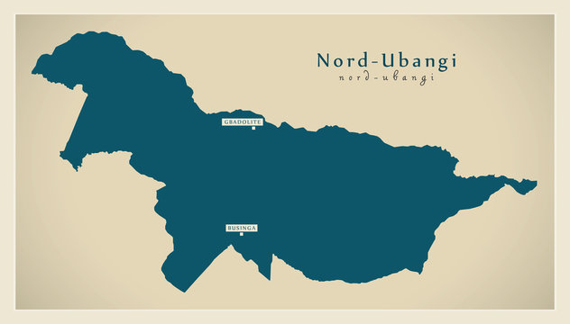 Modern Map - Nord-Ubangi province map of DR Congo