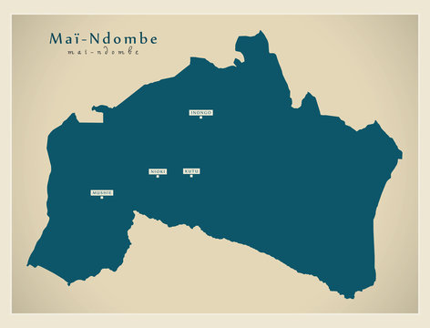 Modern Map - Mai-Ndombe province map of DR Congo