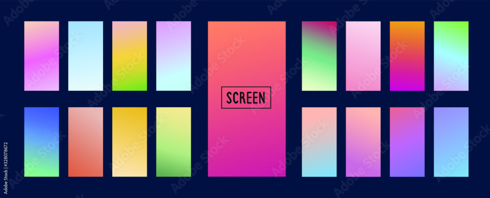 Poster set of abstract vector gradient backgrounds. colorful texture for your design. mobile app template