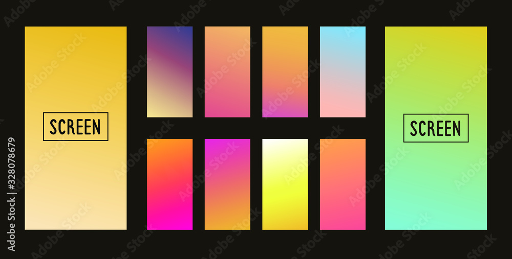 Poster set of abstract vector gradient backgrounds. colorful texture for your design. mobile app template