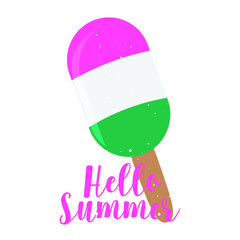 Hello Summer background with watermelon flavour ice cream 