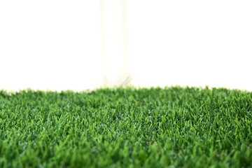 empty green grass turf floor artificial with white background