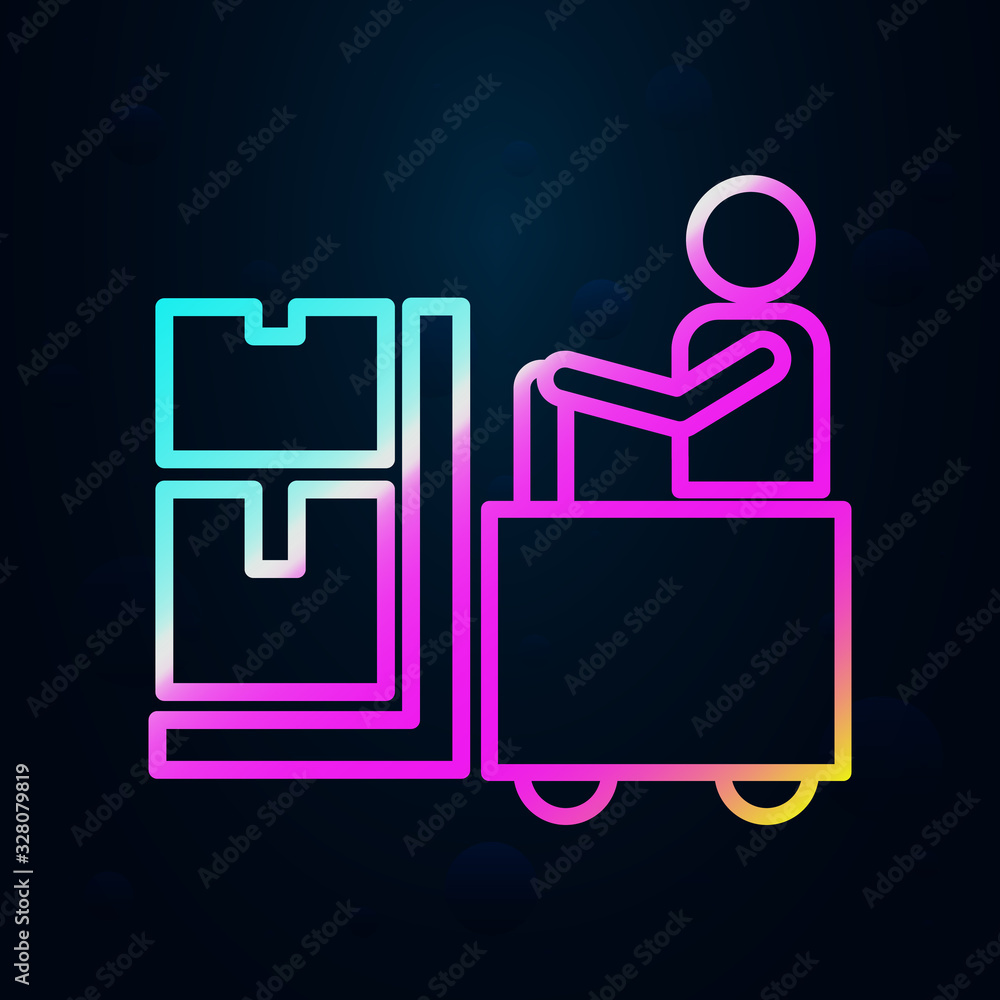 Poster man on the loader in nolan style icon. simple thin line, outline vector of cargo logistic icons for 