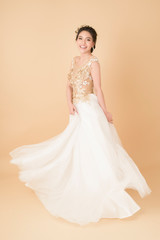 Fototapeta premium Beautiful bride in gorgeous couture dress