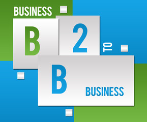B2B - Business To Business Green Blue Squares Text 