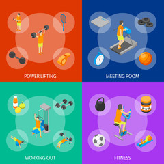 Fitness Club Concept 3d Isometric View. Vector