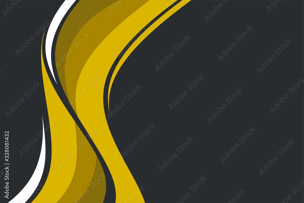 Poster abstract yellow wave in black background with empty space for text design template vector