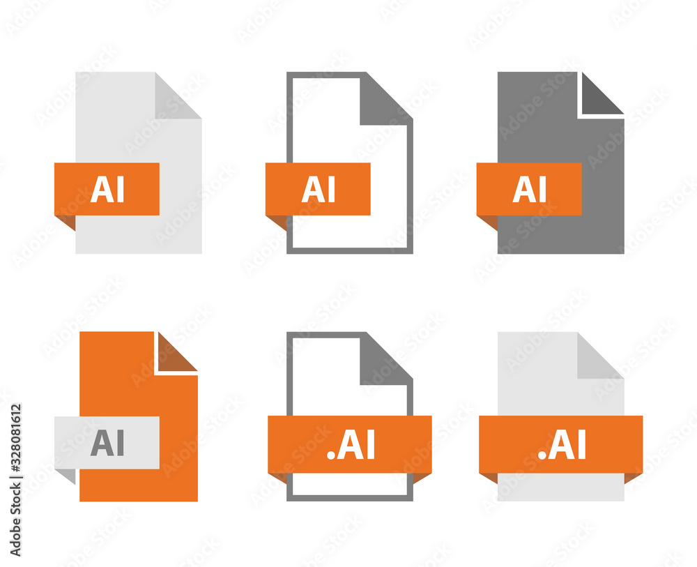 Poster ai vector files document icon set, ai file format sign