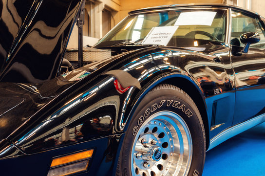 Black 1980 Chevrolet Corvette L-82 on a classic american car exhibition in Turin (Italy) on march 25, 2018