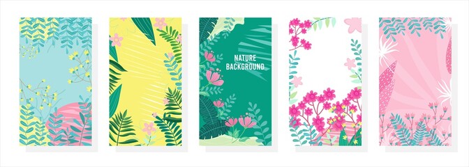 Vector set floral background, Nature background, banner, cover, templates, posters.