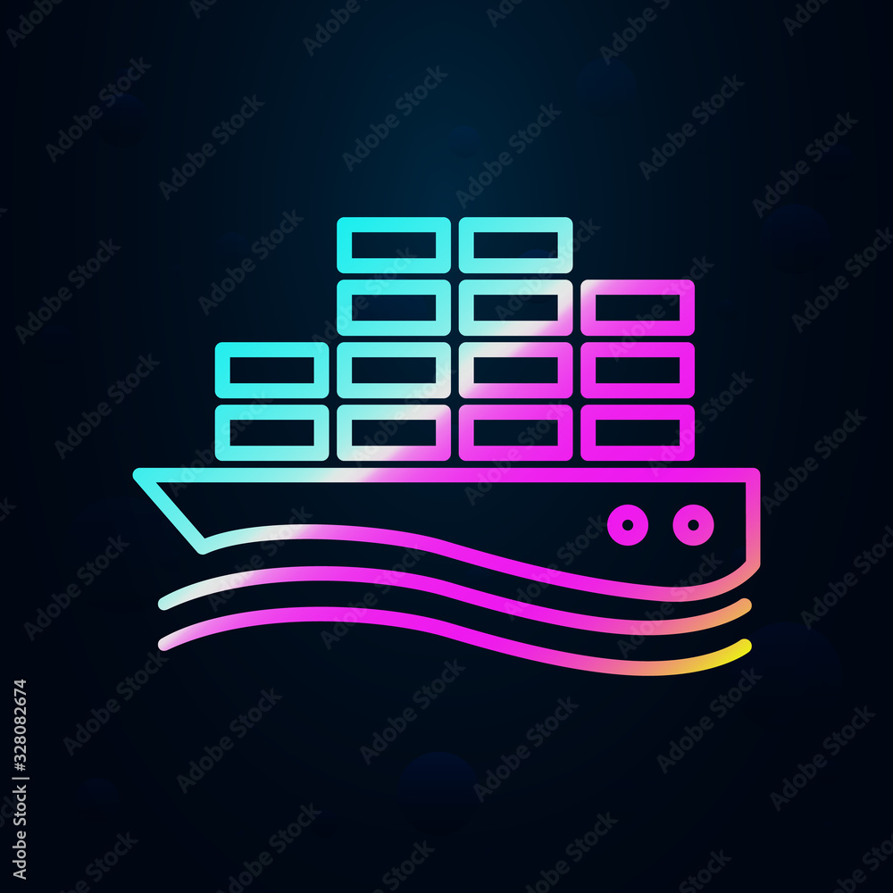 Poster ship with containers in nolan style icon. simple thin line, outline vector of cargo logistic icons f