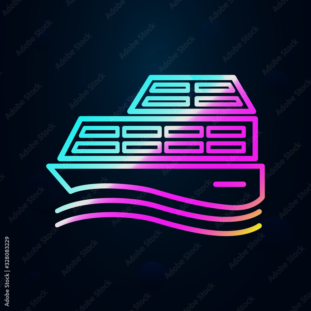 Poster cruise ship in nolan style icon. simple thin line, outline vector of cargo logistic icons for ui and