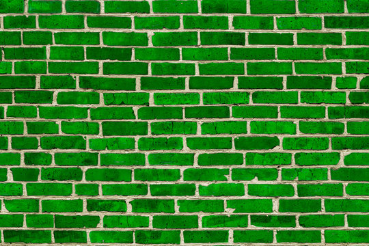 Fototapeta Seamless St. Patrick's day background of green brick wall background or texture.