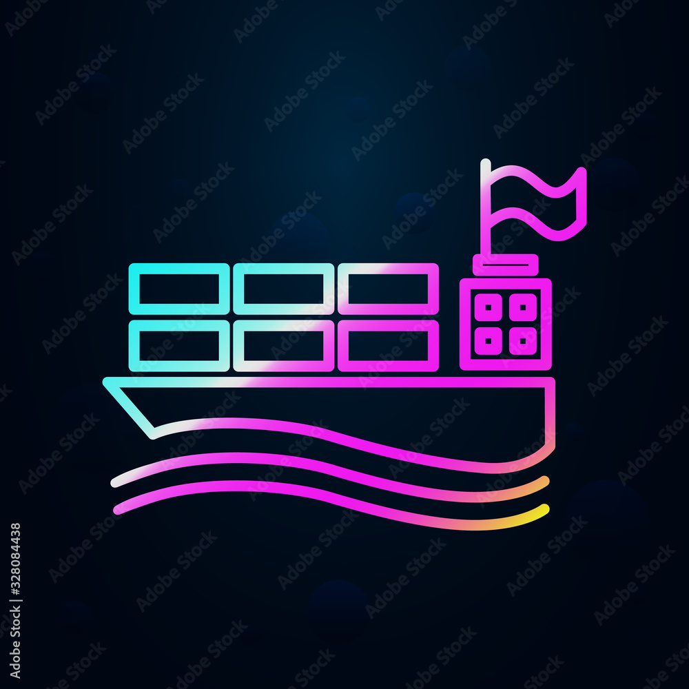 Poster ship with containers in nolan style icon. simple thin line, outline vector of cargo logistic icons f