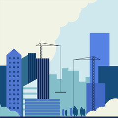 construction with urban city - vector illustration