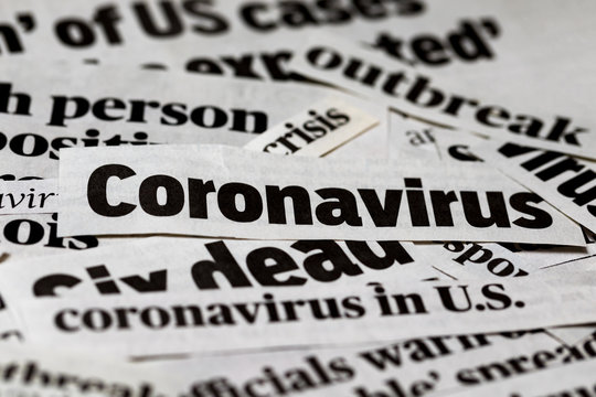 Coronavirus, Covid-19 Newspaper Headline Clippings. Print Media Information Isolated