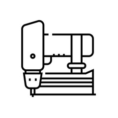 Working drill line icon, concept sign, outline vector illustration, linear symbol.
