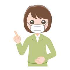 マスクをしたスーツの女性_上半身
