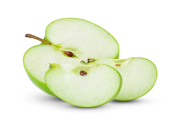 green half  apple isolated on white background