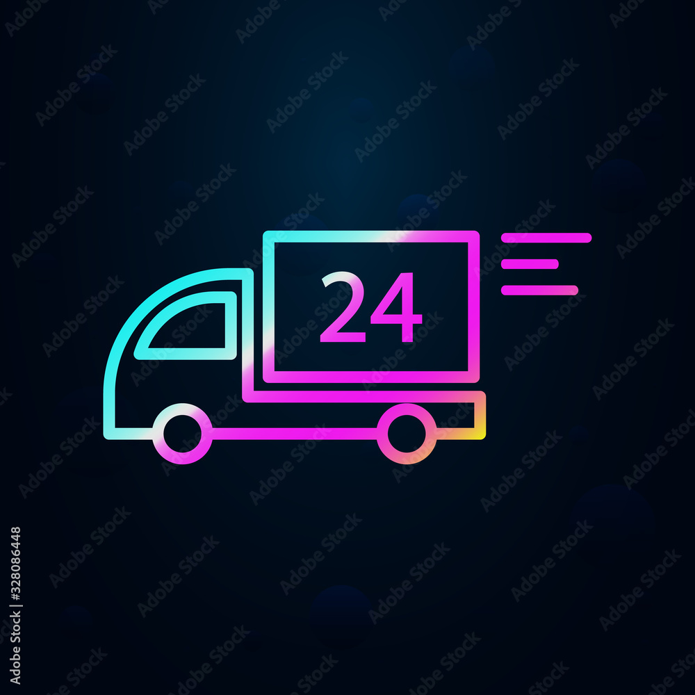 Poster truck service 24 hours in nolan style icon. simple thin line, outline vector of cargo logistic icons