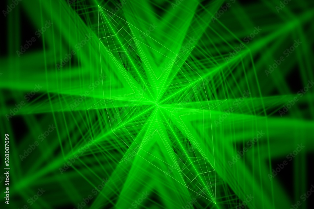 Aufkleber futuristic abstract with glowing electric bright neon lines vj loop 3d rendering