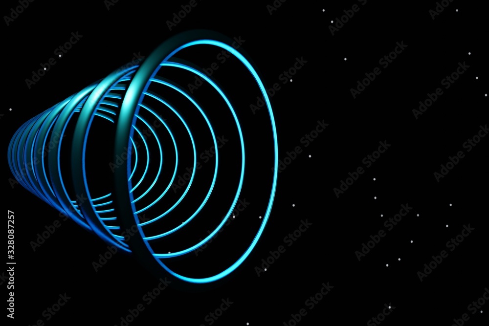 Poster glowing neon abstract futuristic light circle hi-tech space 3d rendering