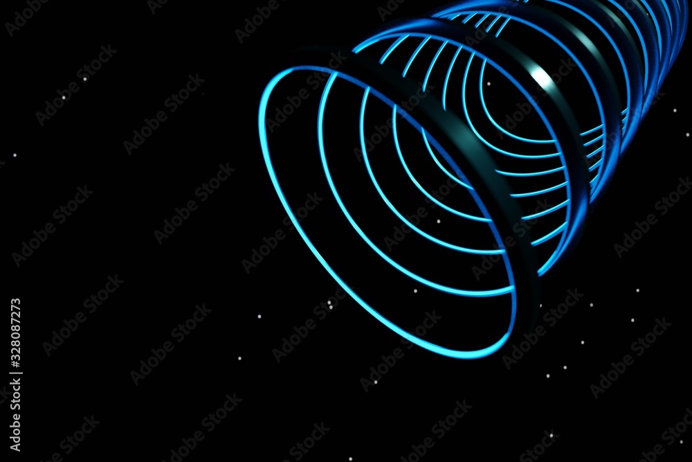 Poster glowing neon abstract futuristic light circle hi-tech space 3d rendering