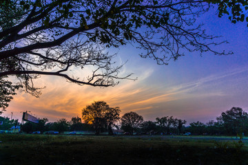 sunset in a pune city