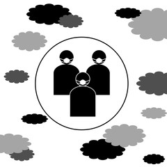 people wearing protective medical mask to prevent pollution