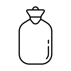 Rubber warmer icon. Linear logo of hot water bag. Black simple illustration of medical bottle. Contour isolated vector image on white background. Rectangular heating pad © akininam