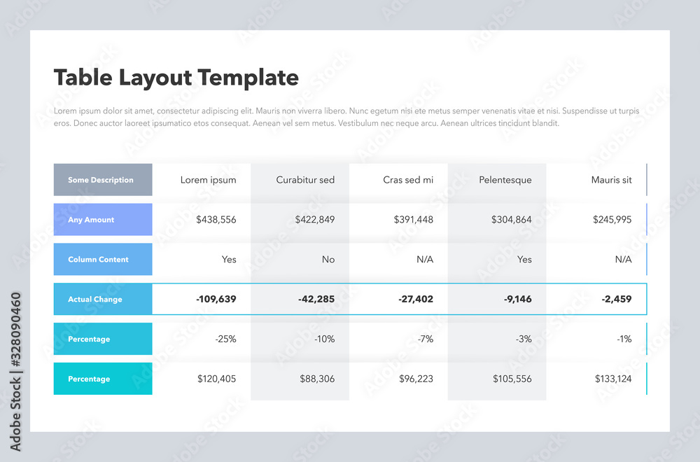 Aufkleber Modern business table layout template with place for your content. Flat design, easy to use for your website or presentation.
