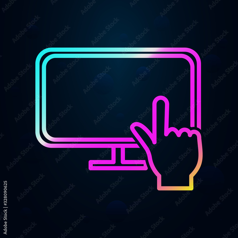 Poster finger on the screen in nolan style icon. simple thin line, outline vector of cargo logistic icons f