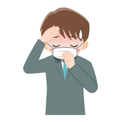 マスクをしたスーツの男性_上半身