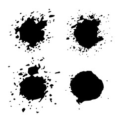 Set Black Blob on White. Ink splash. Brushes droplets. Digitally Generated Image. Illustration, EPS 10.