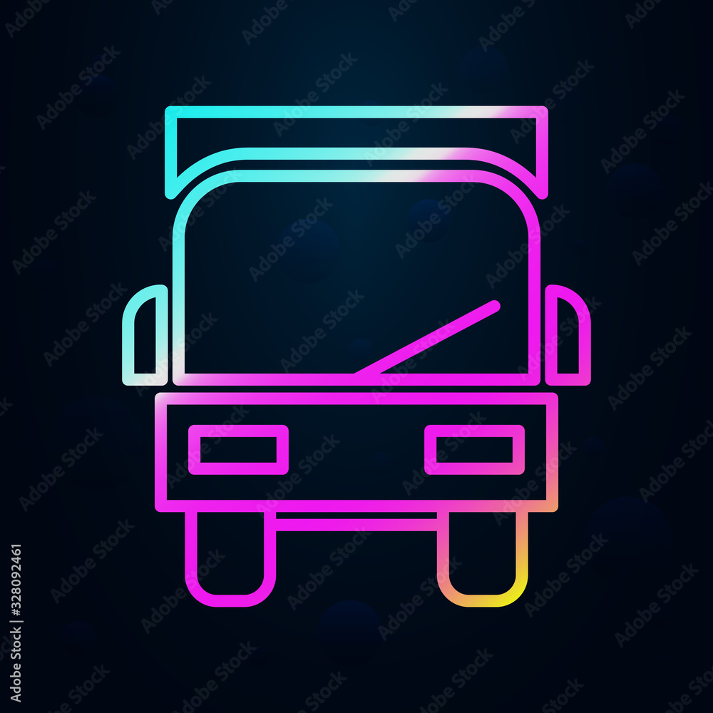 Poster lorry from the front in nolan style icon. simple thin line, outline vector of cargo logistic icons f