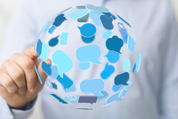 speech bubbles. People Chatting. 3d illustration of a communication concept, relating to feedback 3d