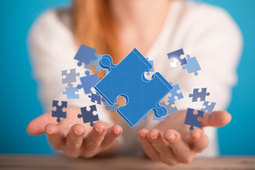 puzzle hand solution concept business.
