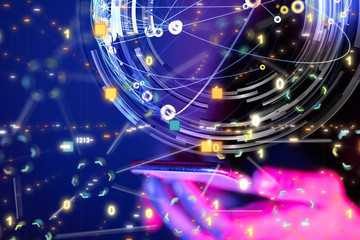 code data concept in hand digital 3d
