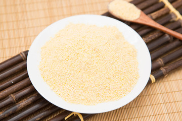 Cornmeal on the plate,