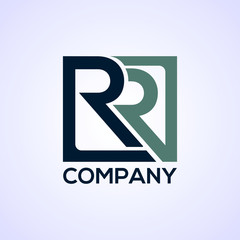 RR letter square shape initial logo design